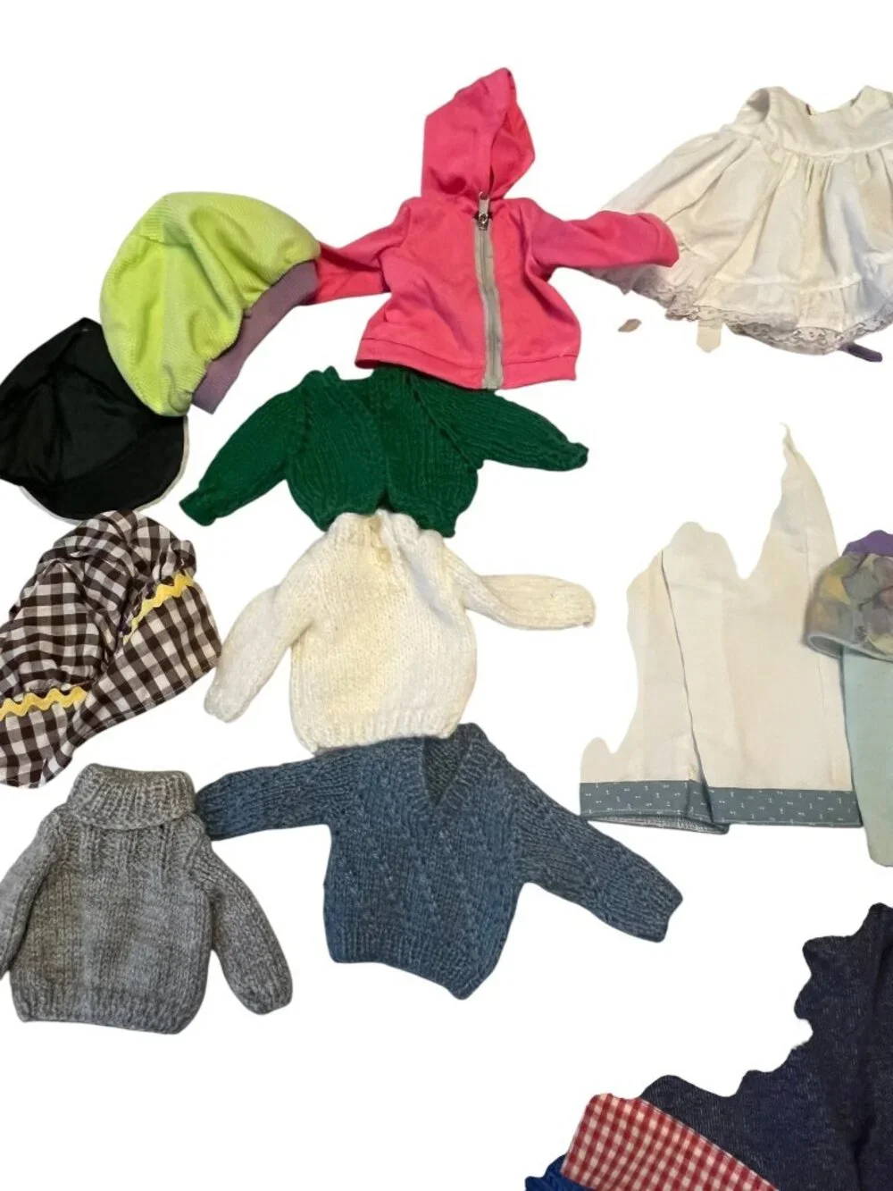 Vintage Teddy Bear Doll Clothes Lot Mixed Outfits Sweaters Hoodies Dresses Pants